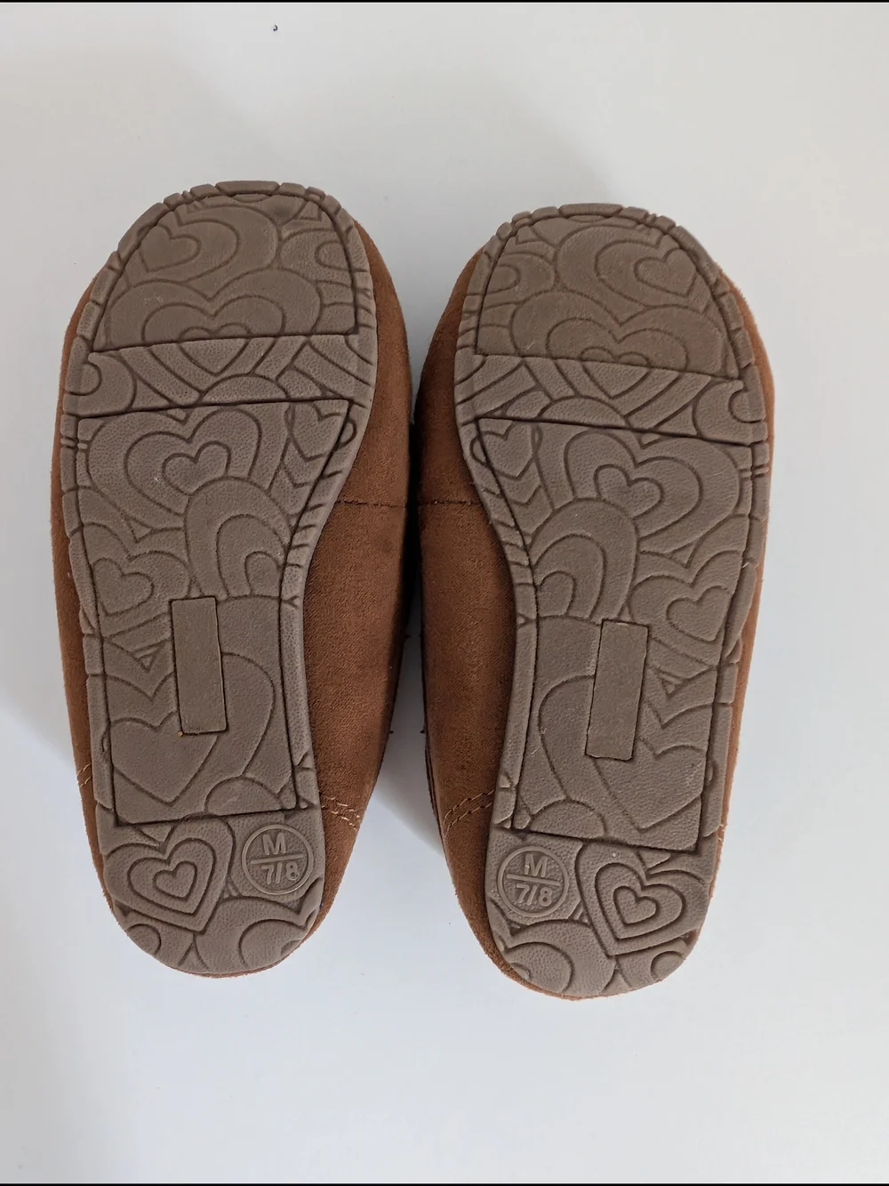 Cat & Jack Toddler Faux Suede Fuzzy-Lined Brown Moccasin Slippers 7/8